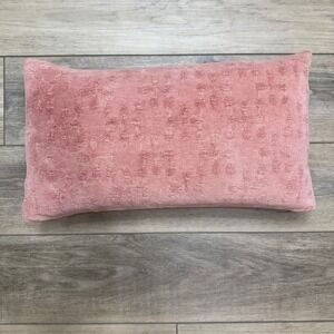 West Elm Lumbar Throw Pillow Textured Rose Pink Chenille With Feather Insert